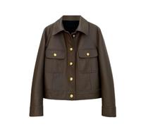 Women Genuine Leather Jacket Spring Casual Single Breasted Long Sleeve Real Sheepskin Short Coat