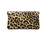 Women Genuine Leather Leopard Print Button Coin Purse Wallet Two Compartments Money Keys Holder Bag Small and Medium Size (Gold, Medium)