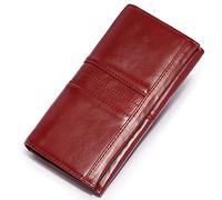 Women Genuine Leather Wallet FID Blocking Zipper Bifold Slim Minimalist Money Clip Credit Card Holder Passport Stylish Coach Coin Purse Designer Pocket Billfold Accessories Travel Gift X-05