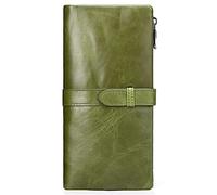Women Genuine Leather Wallet FID Blocking Zipper Bifold Slim Minimalist Money Clip Credit Card Holder Passport Stylish Coach Coin Purse Designer Pocket Billfold Accessories Travel Gift X-09