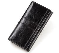 Women Genuine Leather Wallet FID Blocking Zipper Bifold Slim Minimalist Money Clip Credit Card Holder Passport Stylish Coach Coin Purse Designer Pocket Billfold Accessories Travel Gift X-05