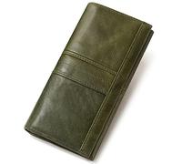 Women Genuine Leather Wallet FID Blocking Zipper Bifold Slim Minimalist Money Clip Credit Card Holder Passport Stylish Coach Coin Purse Designer Pocket Billfold Accessories Travel Gift X-05