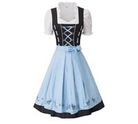 Women German Dirndl Dress Clothing Oktoberfest Serving Apron Size L Color Blue