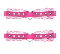 Women Girl Leather Heart Garters Leg Ring Belt Punk Studded Lace Elastic Thigh Ring Garters Adjustable, Rose Red, One Size