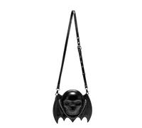 Women Girl Punk Skull Bat Wing Black Crossbody Bag Halloween Purse with Chain Creative Adjustable Strap Shoulder Bag