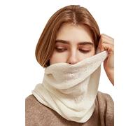 Women Girl Tube Scarf 100% Cashmere, Ladies Soft Warm Knitted Loop Scarf Solid Colour, Winter Circle Neck Warmer Loop Scarves Windproof Knit Tubular Snood, Gifts for Mother, Wife, Daughter White