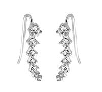 Women Girls a Row 7 Crystal Ear Cuffs Hoop Climber Stud Earrings Star Ear Stud Pin Jewelry Accessories, Silvery