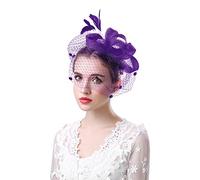 Women Girls Bowknot Fascinator Hat Feather Mesh Net Veil Headband Bridal Dot Veil Headpiece Bridal Wedding Party Hat Hair Hairpin Hairband Vintage Cocktail Tea Party Headwear Ladies Hair Accessories
