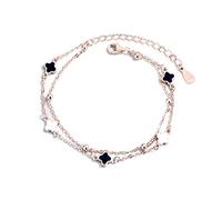 Women Girls Bracelet 925, but elegant, Lucky Four-leaf bangle, Adjustable Hand Link, Chains Extension