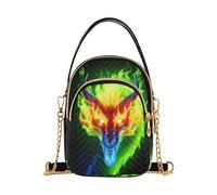 Women Girls Crossbody Bag, Dragon Head Neon Fire Ladies Shoulder Bag, Cellphone Handbags Coin Purse Wallet Gifts