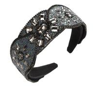 Women Girls Full Rhinestones Headband Palace Style Wide Brimmed Dinner Hair Accessories Black