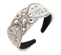 Women Girls Full Rhinestones Headband Palace Style Wide Brimmed Dinner Hair Accessories White