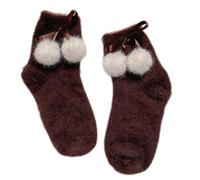 Women Girls Furry Short Socks Sweet Ribbon Hair Bow Solid Winter Fuzzy Plush Christmas Hosiery Fuzzy Slipper Socks For Women