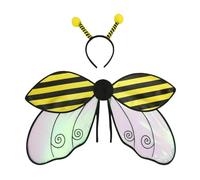 Women Girls Halloween Costumes, Cute Bee Ladybug Wings with Headband Sets, Funny Stage Performance Accessories Party Favors (Yellow)