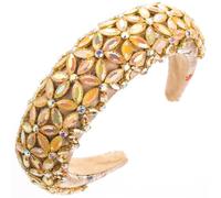 Women Girls Heavy Industry Full Rhinestones Headband Palace Style Hair Accessories Sponge Hairbands AB coffee