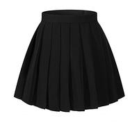 Women Girls High Waisted Plaid Pleated Skirts Plus Size School Uniform Mini Costumes, Black, 6