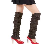 Women Girls Knitted Over Knee-High Socks Winter Warm Casual Legging Stocking Thicken Long Leg Warmers Super Soft and Cozy Crochet Wool Boot Cover Socks, Coffee, Length: 65 cm/ 25.4 inches