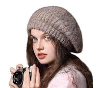 Women Girls Knitted Wool Beret Hat French Berets Retro Painting Artist Classic Knitted Beret Hat Elegant Soft Stretchy Thicken Warm Beanies Cap for Autumn Winter