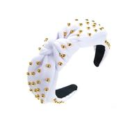Women Girls Knotted Fashion Headband Gold Pearl Beaded Headband Daily Casual Hair Accessories White