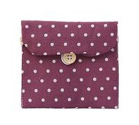 Women Girls Linen Small Dot Button Pouch Purse Wallet Coin Purses Organizer Money Key Pouch Case Purple