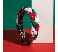 Women Girls Pearl Beaded Christmas Hairband Twisted Braid Headband Holiday Party Hair Accessories Red GN8 and White