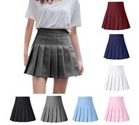 Women Girls Short High Waist Pleated Skater Tennis School Skirt, Tartan Check Print Pleated Mini Skirt Women's Party Club Fashion Plaid Short Skater Skirts, Pleated Skirts for Women