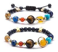 Women Girls Solar System Universe The Eight Planets Guardian Star Natural Stone Beads Bangle For Men