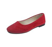 Women Girls Solid Big Size Flat Shallow Comfort Casual Single Shoes Womens Hot Sandals (Red, 4)