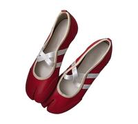 Women Girls Tabi Shoes - Minimalist Retro Ballet Flat Split Toe Slip On, Lightweight Comfortable Walking Shoes for Tennis Racquet Sport Beach Travel Office Standing All Day Trendy Casual Red