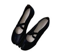 Women Girls Tabi Shoes - Minimalist Retro Ballet Flat Split Toe Slip On, Lightweight Comfortable Walking Shoes for Tennis Racquet Sport Beach Travel Office Standing All Day Trendy Casual Black