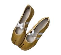 Women Girls Tabi Shoes - Minimalist Retro Ballet Flat Split Toe Slip On, Lightweight Comfortable Walking Shoes for Tennis Racquet Sport Beach Travel Office Standing All Day Trendy Casual Yellow