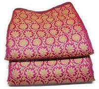 Women/Girls Unisex Ethnic Unstitched Brocade Poly Silk with Golden Jacquard Work Solid Fabric/Cloth/Dress Material for Sherwani, Suit, Lehnga, Blouse, Saree etc., 44 inches, Pink