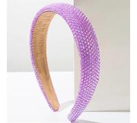 Women Girls Wide Brim Headbands Full Rhinestones Wedding Party Headband Casual Hair Accessories Purple