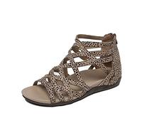 Women Gladiator Sandals Ladies Wedges Gladiators Sandal Cross Straps Shoes with Arch Support Open Toe Sandals Womens Hiking Sandals Orthopedic Back Zip Slipper Slides Walking Flat Summer Outdoor