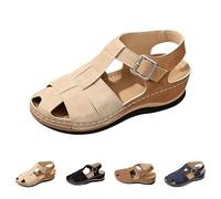 Women Gladiator Sandals Summer Slip on Wedges with Adjustbale Buckle Comfy Wide Width Dressy Cushioned Closed Toe Shoes Western School Homecoming Graduation Sandal (White, 7.5)