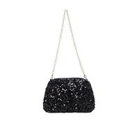 Women Glitter Evening Crossbody Purse Small Sequin Shoulder Bag With Chain Strap Sparkling Handbag For Party Dinner Daily Wear Travel Outings in Black, One Size