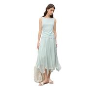 Women Glossy Irregular Style A-Line Long Skirt Tulle Petal Skirt EN8 XS