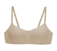 Women Glossy Seamless Bra Thin No Wire Comfortable Underwear Soft Daily Sleep lounges Lingerie Solid Color Medium Elasticity All Seasons sets(M Skin)