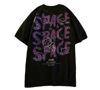 Women Goth T Shirt Y2K Harajuku Graphic Tops Cotton Anime Clothes, Black 2, L