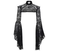 Women Goth Tops Punk Cover Ups Mesh Crop Top See Through Sexy Long Sleeve Blouse Y2k Black Rave Outfit Festival, Punk Cover Up, L