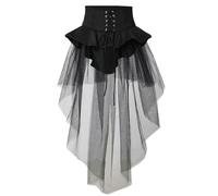 Women Gothic Corset Skirt Steampunk Irregular Mermaid Halloween Goth Party Tulle Belt Skirts-A1-M