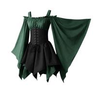 Women Gothic Halloween Dress Off Shoulder Corset Dress Vampire Costume | Bell Sleeves,Vintage,Victorian,Witch,Halloween Parties,Cosplay Events,Costume Occasions