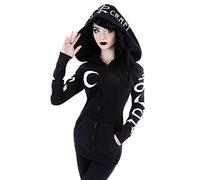 Women Gothic Hoodie Y2k Dark Grunge Hooded Sweatshirt Steampunk Academia Zip Pullover Aesthetic Moon Goat Skull Harajuku Emo, A, 5X-Large