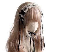 Women Gothic Lace Headdress With Lovely Lace Ribbon Headband Subculture Cosplay Flouncing Headwear Photo Props Lace Headbands For Women 80s