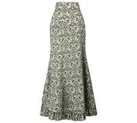 Women Gothic Ruffled Steampunk Maxi Skirt Vintage Fishtail Mermaid Skirt Ladies Ruched Sexy Bodycon with Drawstring Victorian High Waist Retro Midi Layered A Line Plus Size