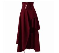 Women Gothic Skirt Goth Steampunk A-Line Vintage Skirt Elastic High Waist Bandage Long Length Skirt Tiered Swing Renaissance Skirt Lolita Dancing Evening Ball Gowns Medieval Black Gothic Clothes