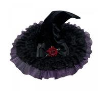 Women Gothic Witch Hat Wide Brim Wizard Hat with Red Rose (Purple, M)