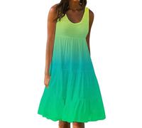 Women Gradient Dress Summer Casual Loose-Fit U-Neck Sleeveless Tank Dresses Rainbow Ombre Tie Dye Print Swing Short Sundress Beach Cover Up My Orders Sale Clearance Order 2025 Trending