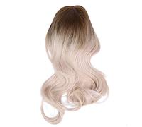 Women Gradient White Gold Long Curly Wig High Temperature Fiber Cosplay Party 65cm Stylish Synthetic Hairpiece For Halloween Daily Use Fashionable Hairstyle