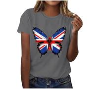 Women Graphic T-Shirts Butterfly Animal Print Short Sleeve Tops Stylish Basic Crew Neck Tee Shirts for Teen Girls Ladies UK Summer Casual Illustrated Tshirts Blouses My Recent Orders Gray